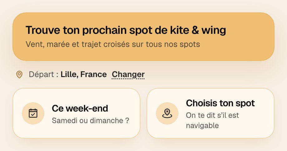 Les boutons « Ce week-end » et « Choisis ton spot » sous la recherche de l'accueil